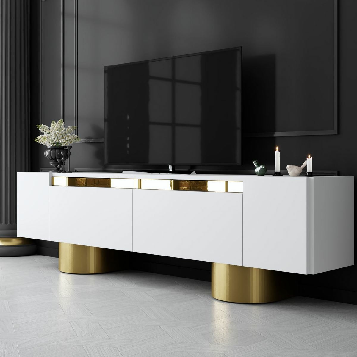 Televízny stolík Bohom White and Gold