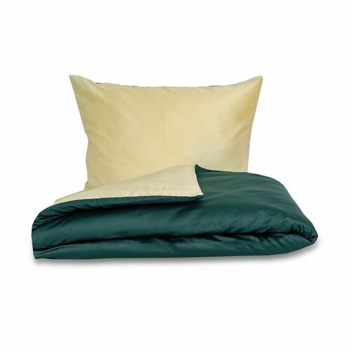 Kvalitex Satin-Bettwäsche Luxury Collection dunkelgrün/creme, 140 x 200 cm, 70 x 90 cm