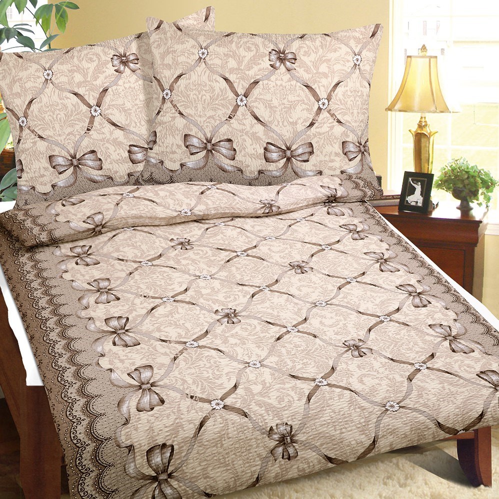 Bellatex Povlečení krep 80/717 Hnědá mašle, 240 x 220 cm, 2 ks 70 x 90 cm
