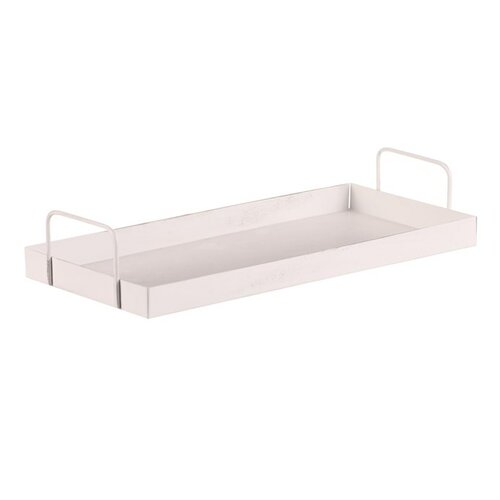 Tavă metalică cu mâner dreptunghiulară, albă, 36 x16 x 7 cm