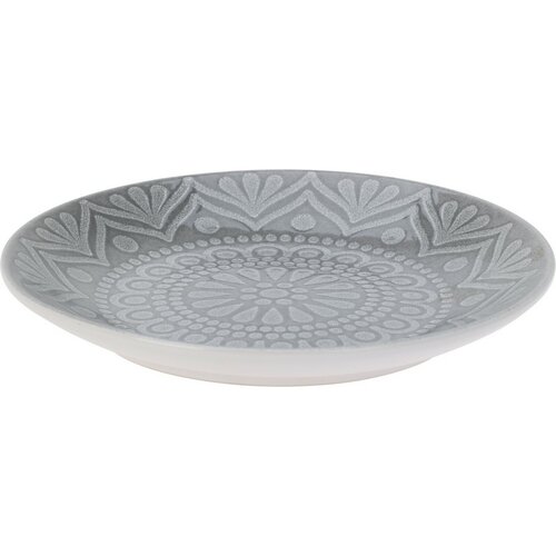 Ethnic kőagyag desszertes tányér, átmérő 20 cm, szürke