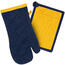 Potholder and mat Heda dark blue / yellow, set of2 pcs