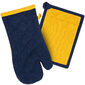 Кухонна прихватка і килимок Heda темно-синій  / жовтий, набір з 2 штук