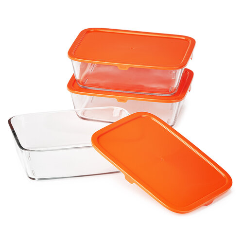 Mäser Komplet pojemników szklanychBasics, 3 szt., pomarańczowy