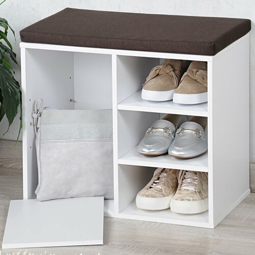 Kesper 15915 Schuhregal mit Sitz, Weiß, 51,5 x 48 x 29,5 cm