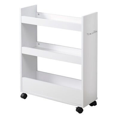 Kesper 24852 Regał do wnęki na kółkach, biały, 78 x 22 x 60 cm