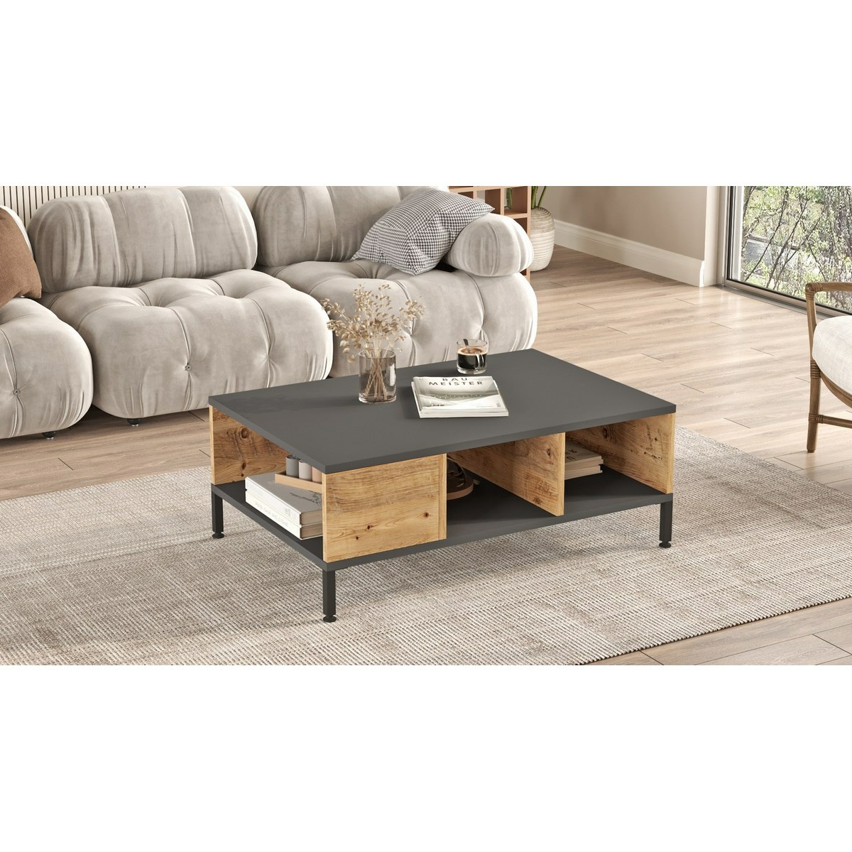 Konferenčný stolík Role Anthracite and Atlantic Pine