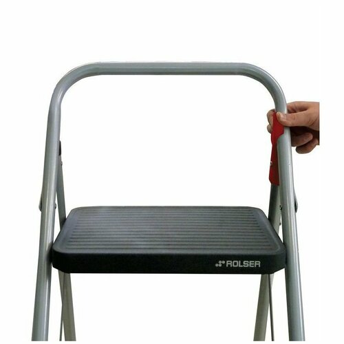 Rolser Klappbare Trittleiter für den professionellen Einsatz M10 UNE, 2 Stufen, silberfarben