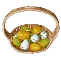 Sada velikonočních vajíček v síťce 12 ks, barevná, 6 cm