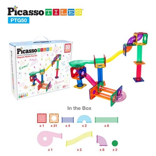 PicassoTiles magnetická sada 50 ks stavebních bloků