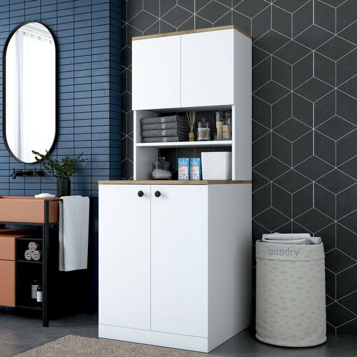 Waschmaschinenschrank Kira White and Walnut