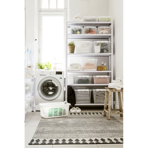 SmartStore Pojemnik z białymi zatrzaskami i kółkami Classic, 70 l