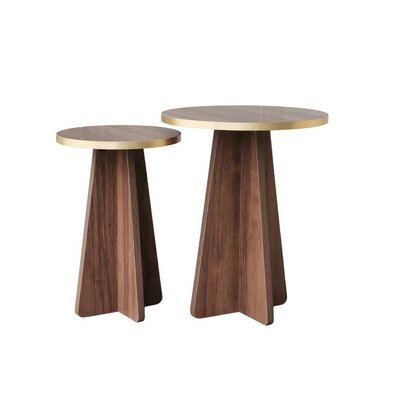 Sada konferenčních stolků Mushroom Gold and Walnut, 2 ks