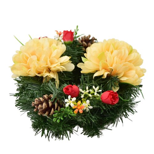 Coroană funerară Crizanteme portocalii, 20 cm