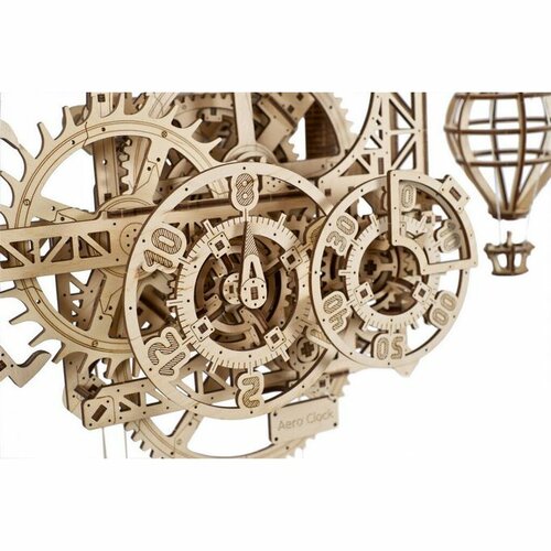Ugears 3D dřevěné mechanické puzzle Nástěnné hodiny Aero