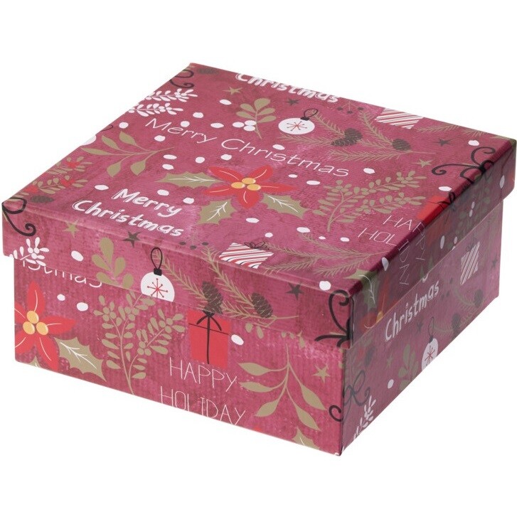 Darčekový vianočný box, červená, 14,5x7x14,5 cm