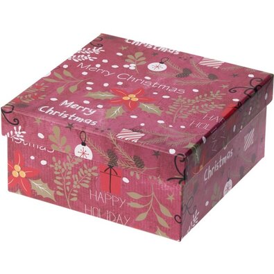 Darčekový vianočný box, červená, 14,5x7x14,5 cm