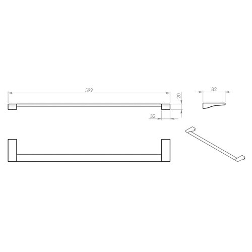 GEDY 572160 Glamour törölközőtartó 60 x 8,2 cm ,szürke