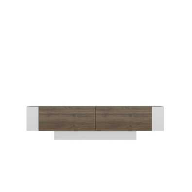Stolik pod telewizor z półkami Matera White and Walnut