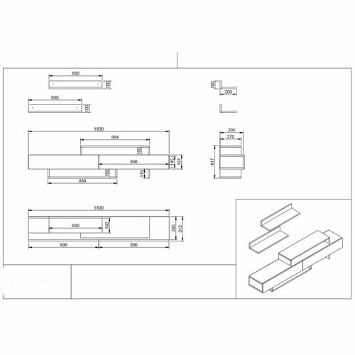 Televizní stěna Nirvana Teak and White