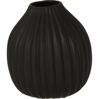 Gerippte Vase Maeve Schwarz, 12 x 14 cm, Dolomit