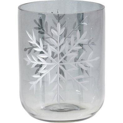 Sklenený vianočný svietnik Snowflake, 8 x 10 cm