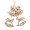 Set of wooden Christmas decorations Rocking horses6 pcs, 7 x 7 cm