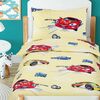 Dziecięca pościel do bawełniana do łóżeczka Beata  Wyścigówki żółty, 100 x 135 cm, 45 x 60 cm