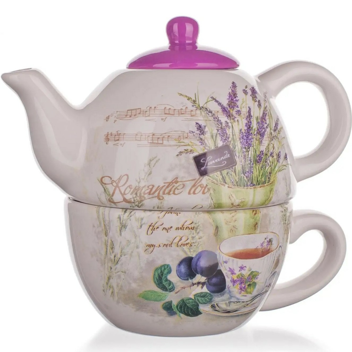 Banquet Lavender Czajnik z filiżanką