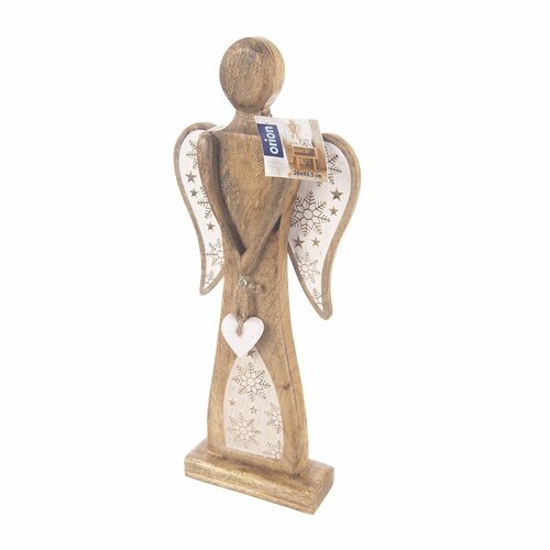 Decorațiune de Crăciun din lemn Orion Înger cuinimă , 45,5 cm