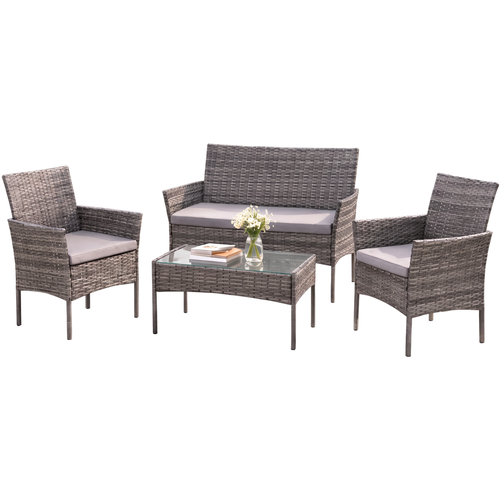 Avenberg Grande kerti rattan bútorkészlet, szürke