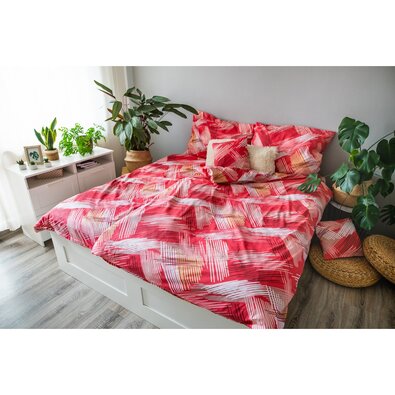 Baumwollbettwäsche Red Righe, 140 x 200 cm, 70 x 90 cm, 40 x 40 cm