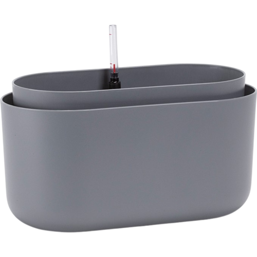 Jardinieră cu auto-irigare Plastia, gri,31 x 16 cm