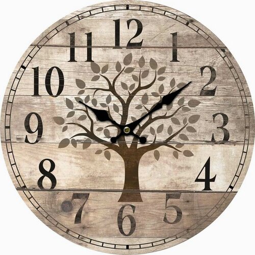 Drewniany zegar ścienny Old tree, śr. 34 cm