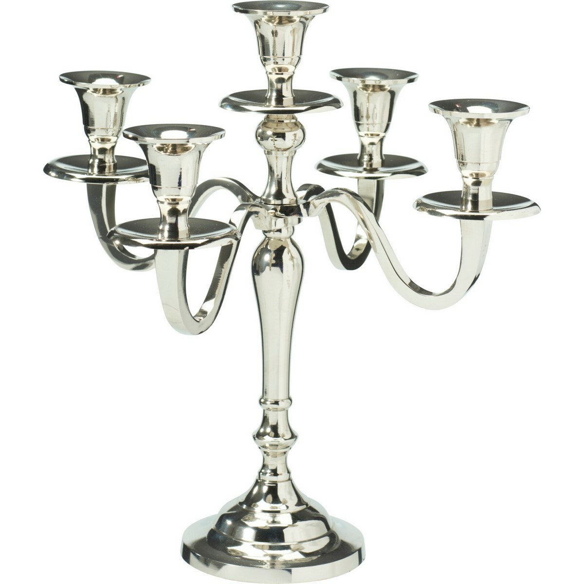 Kovový svietnik 5-ramenný 29x29x30 cm, farba strieborná, dekor 1