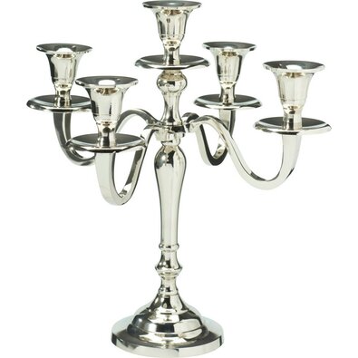 Sfeșnic metalic cu 5 brațe 29x29x30 cm, culoareargintiu, decor 1