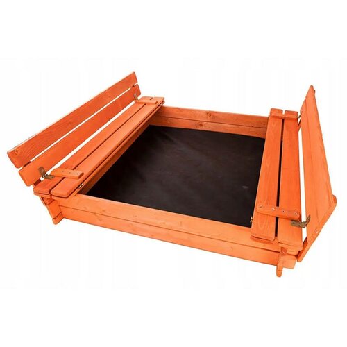 New Baby Leseno peskovnik z pokrovom in klopmi,120 x 120 cm