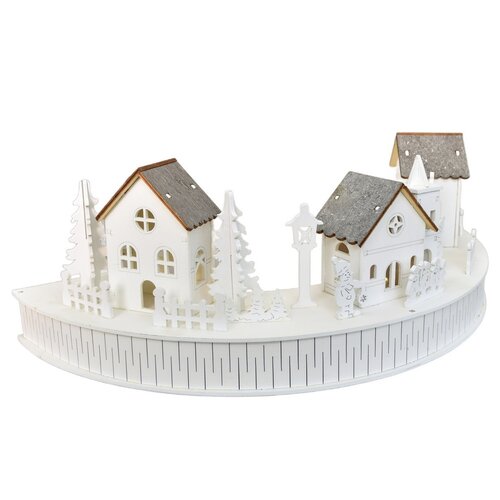 Lesnata LED-dekorativni element Vesnička skostelíkom, 40 x 14 x 20 cm, polkrog
