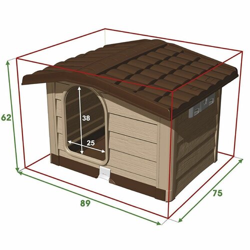 Budka dla psa Bungalow zielona, 89 x 75 x 62 cm