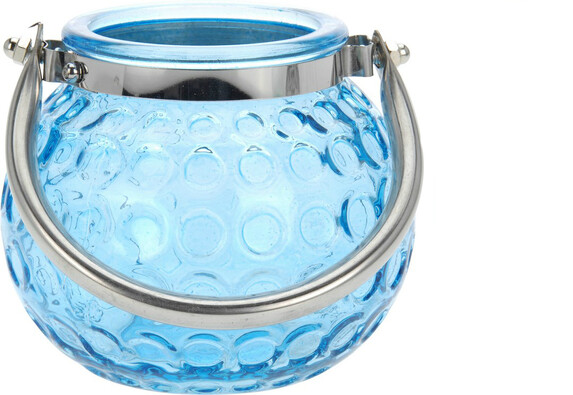 Świecznik szklany Crystal, niebieski