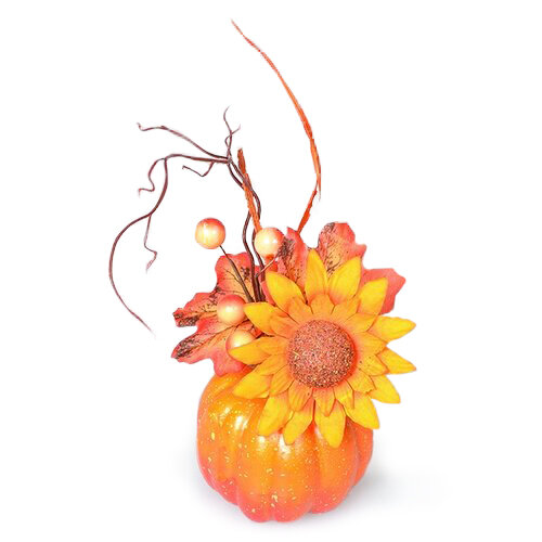 Jesenné aranžmá Tekvica so slnečnicou, 16 x 10 cm