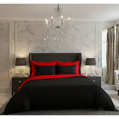 Satenasta posteljnina Luxury Collection rdeča /črna, 240 x 200 cm, 2 kos 70 x 90 cm