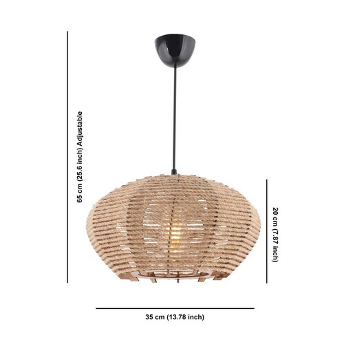 Závesný luster Jute Ellipse, krémová