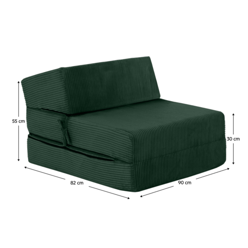 MALEN skladacie kreslo/matrac, zelené