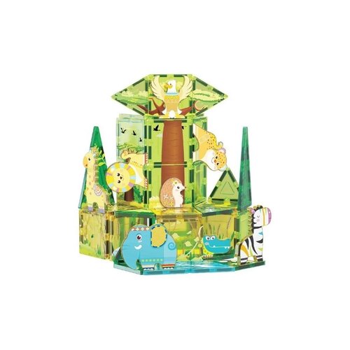 Set magnetic de construcție PicassoTiles Safari cu 8 animale