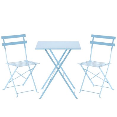Aldotrade Klappbare Gartenmöbel Bety Blau, Tisch und 2 Stühle Set