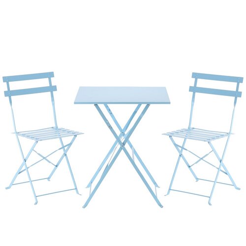 Aldotrade Klappbare Gartenmöbel Bety Blau, Tisch und 2 Stühle Set