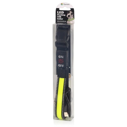 Tommi Obroża LED z możliwością ładowania, rozmiarL, 50–60 cm, zielona