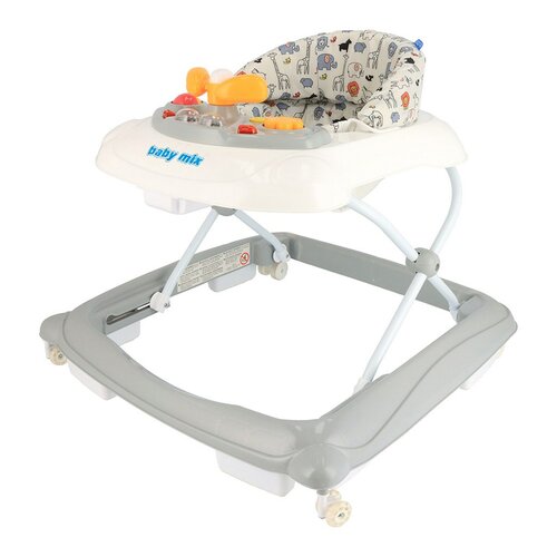 Baby Mix Walker pentru copii cu volan și roți dinsilicon, gri, 50 x 44 x 50 cm
