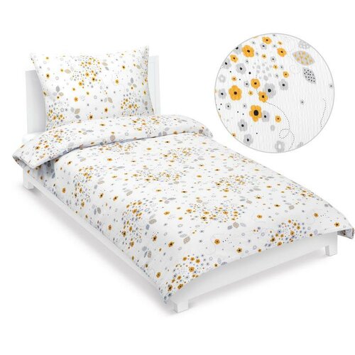 Bellatex Крепова постільна білизна Квітка сірий, жовтий, 140 x 220 см, 70 x 90 см